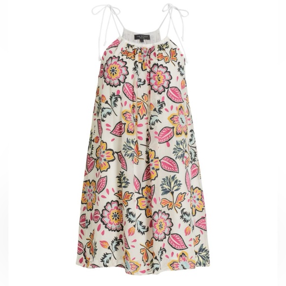 $450 RAG AND BONE BAILEY vibrant, spaghetti strap, mini dress floral appliqué - Picture 3 of 10